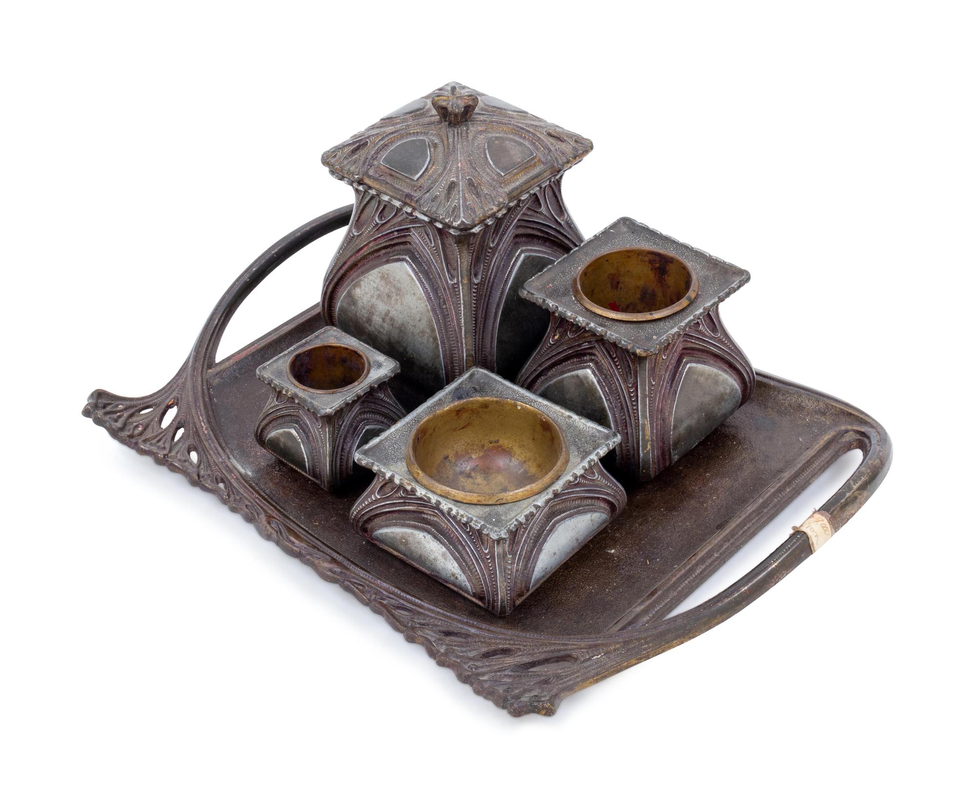 Five Art Nouveau Mixed Metal Table Articles