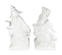 A Pair of Italian White Glazed Ceramic Chinoiserie Figures — 20TH CENTURY
