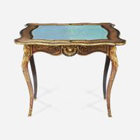 A Napoleon III Tortoiseshell and Brass Boulle Marquetry Fold-Over Top Games Table* circa 1870