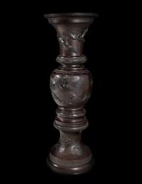 A Large Japanese Patinated Bronze Floor Vase