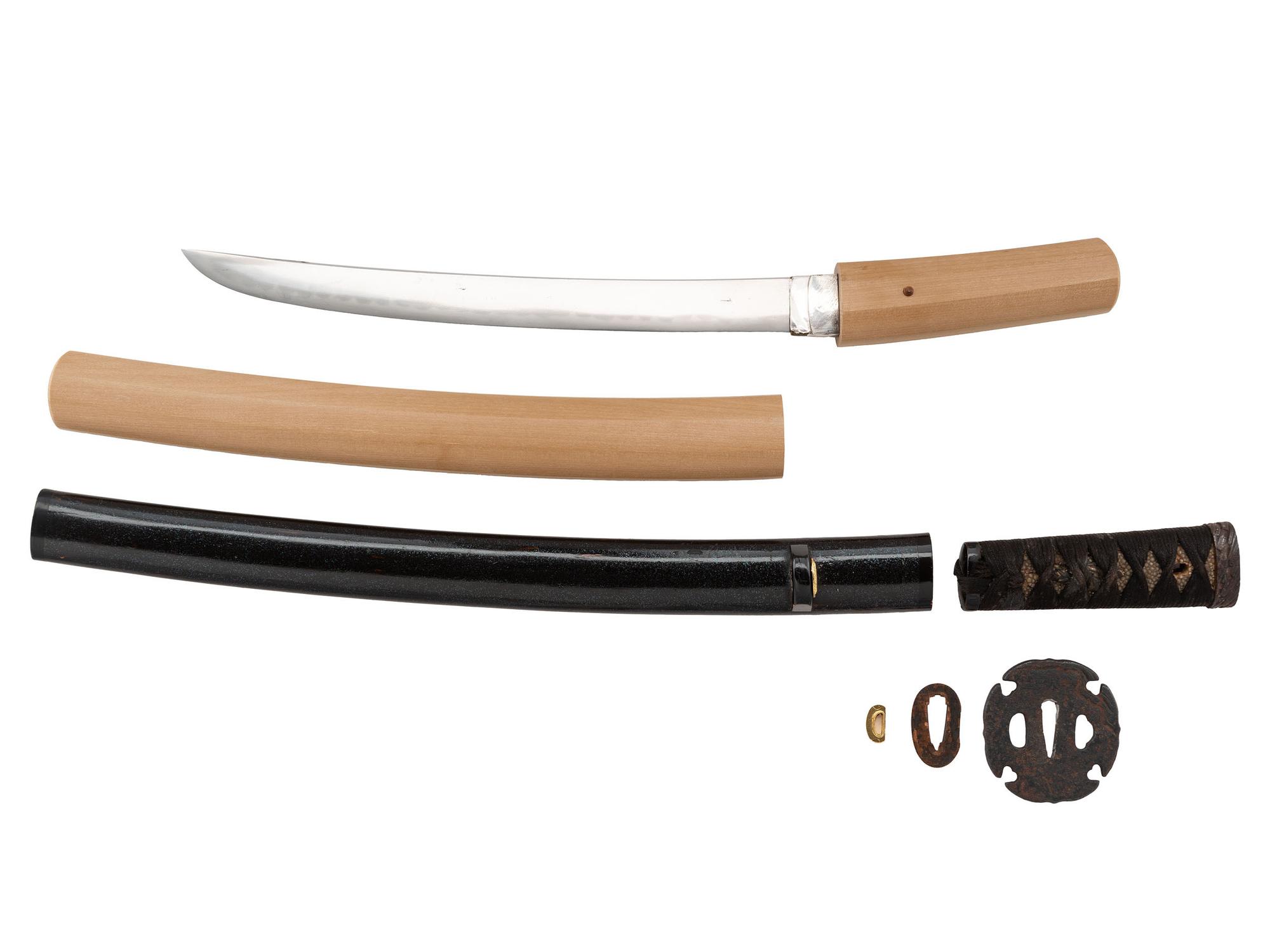 Signed Edo-Period Japanese Tanto in Shirasaya with Origami and Koshirae