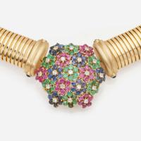 A 14K Yellow Gold and Gemstone Necklace