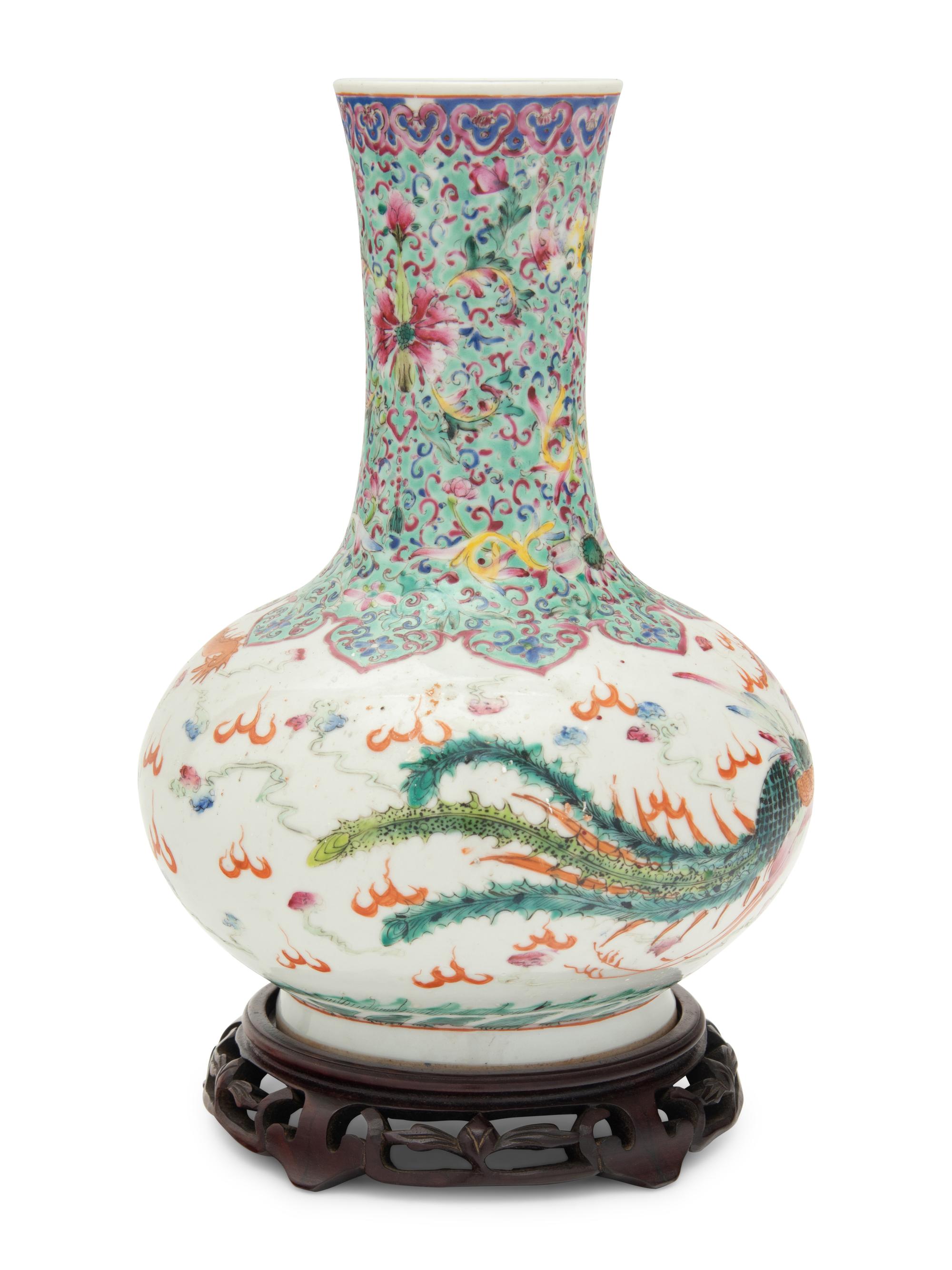 A Chinese Famille Rose Porcelain 'Dragon and Phoenix' Vase
