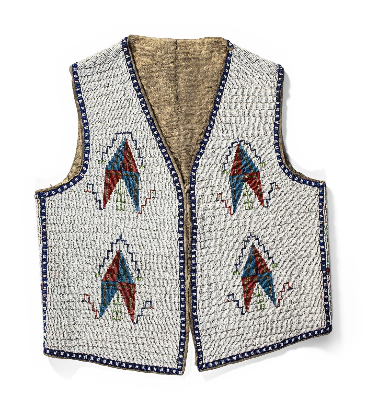 Sioux Beaded Hide Vest, with American Flags
