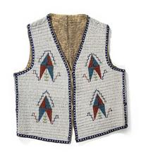 Sioux Beaded Hide Vest, with American Flags
