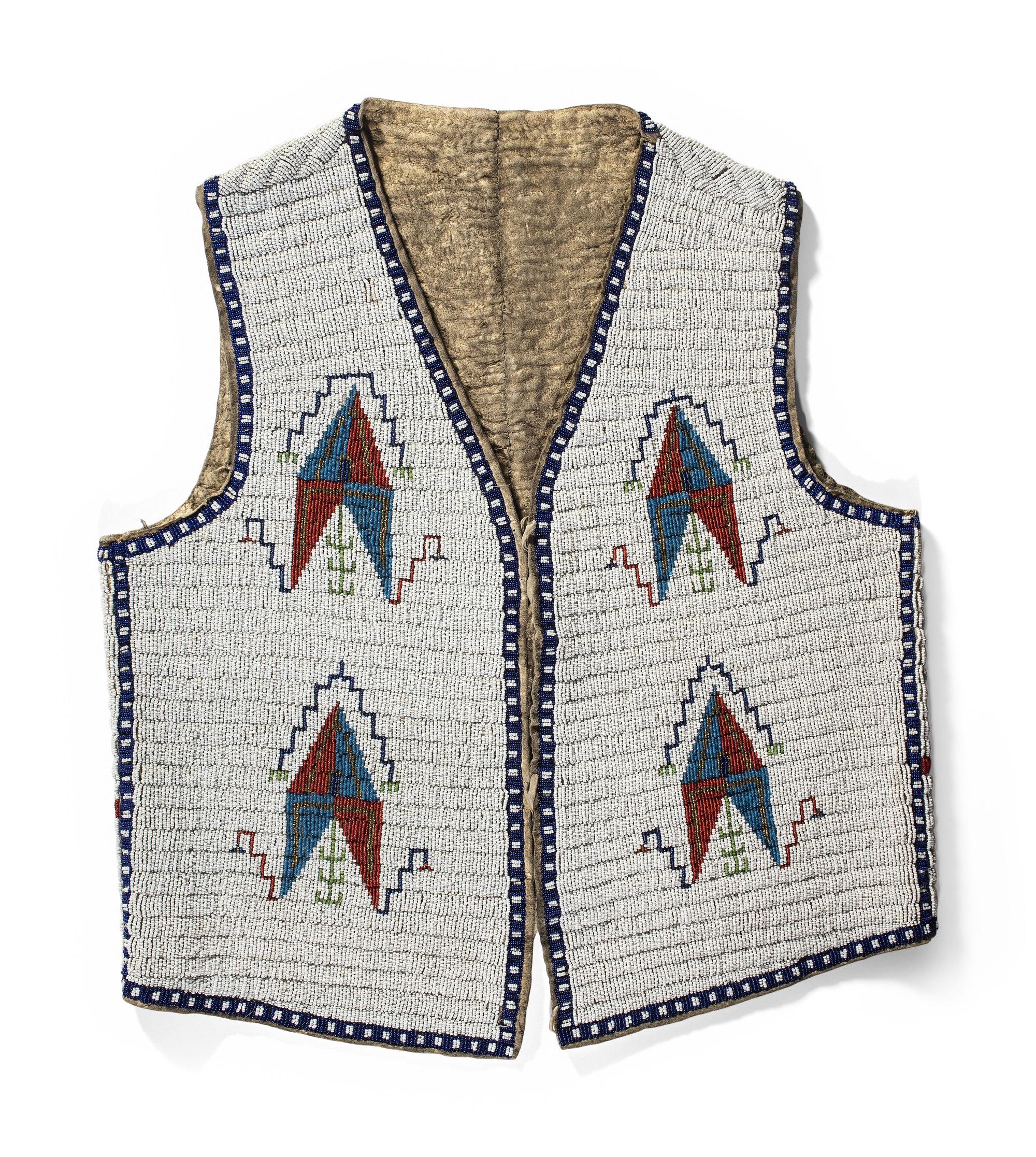 Sioux Beaded Hide Vest, with American Flags