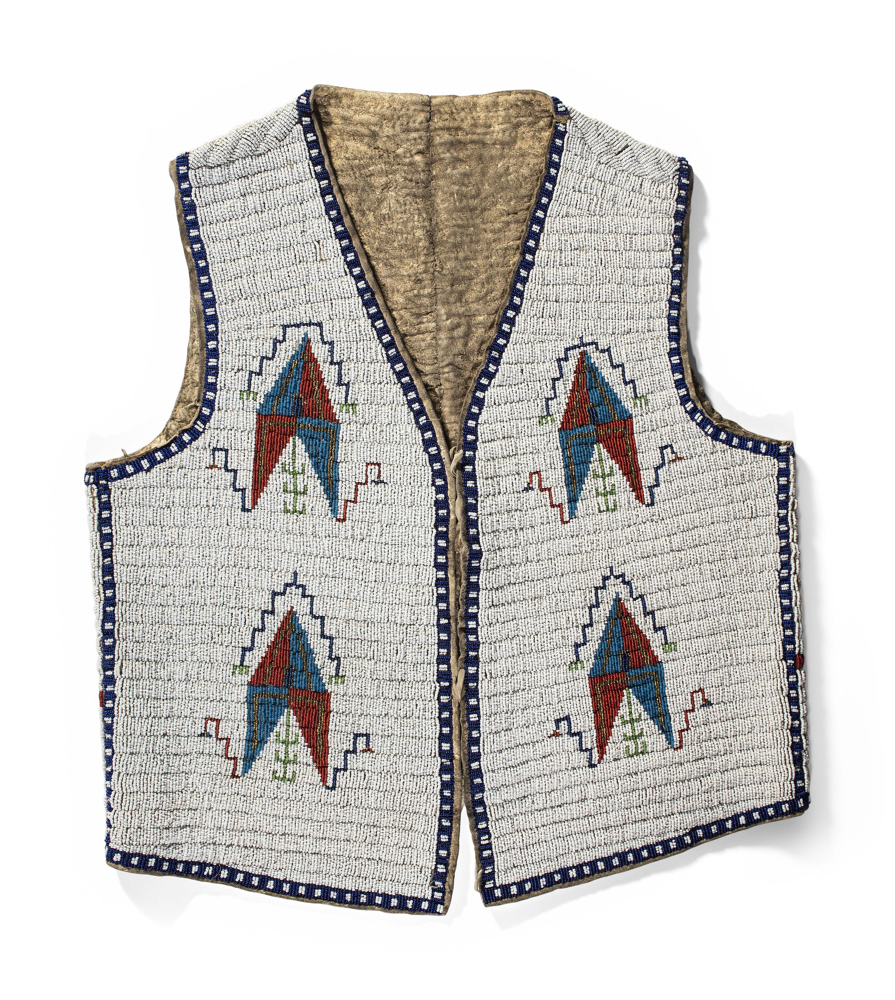 Sioux Beaded Hide Vest, with American Flags