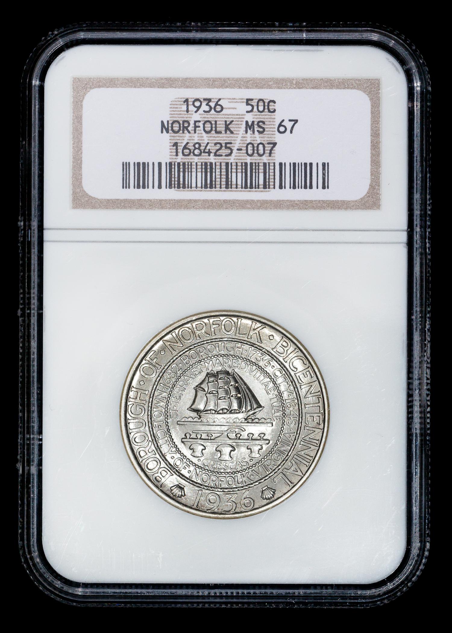 A United States 1936 Norfolk Commemorative 50c Coin