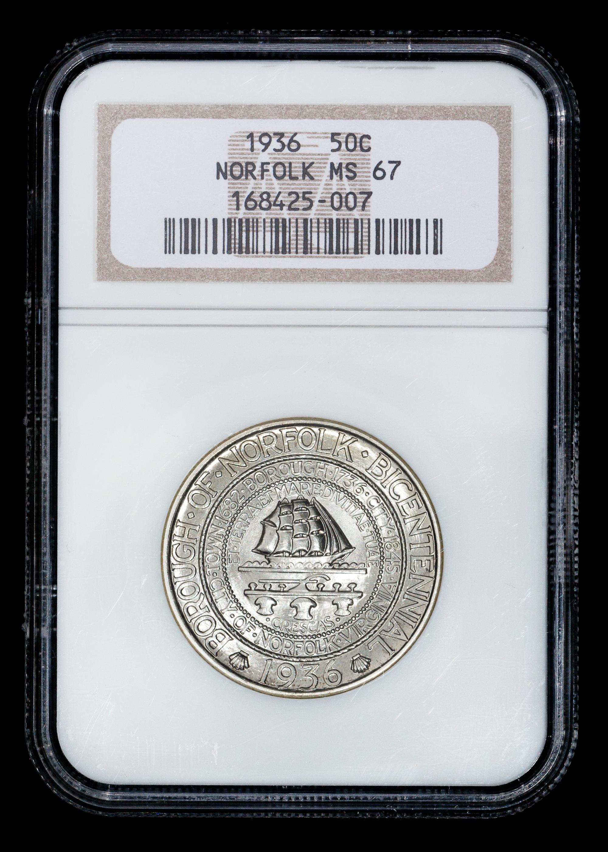 A United States 1936 Norfolk Commemorative 50c Coin