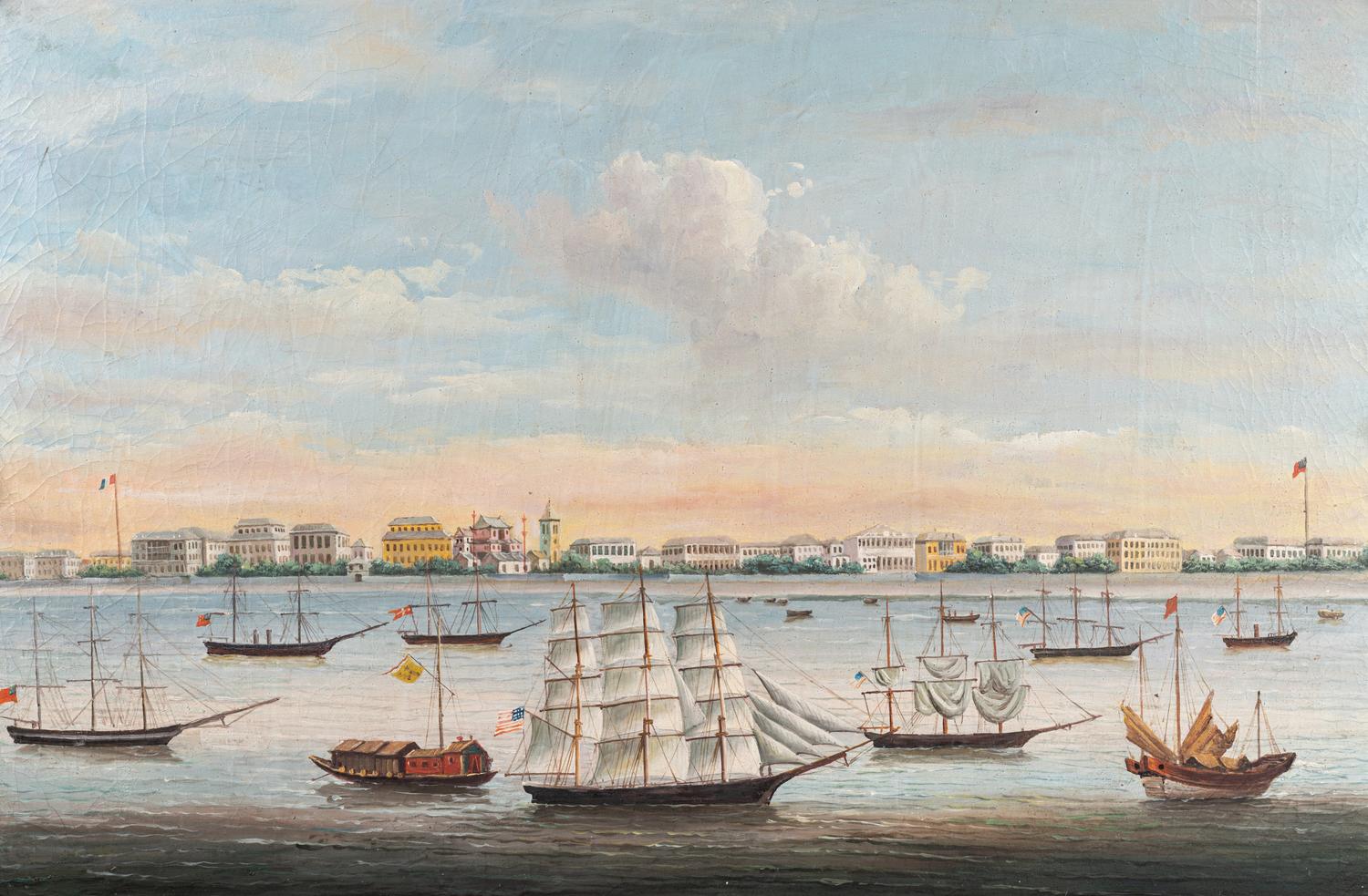 A Chinese Export Oil on Canvas Painting