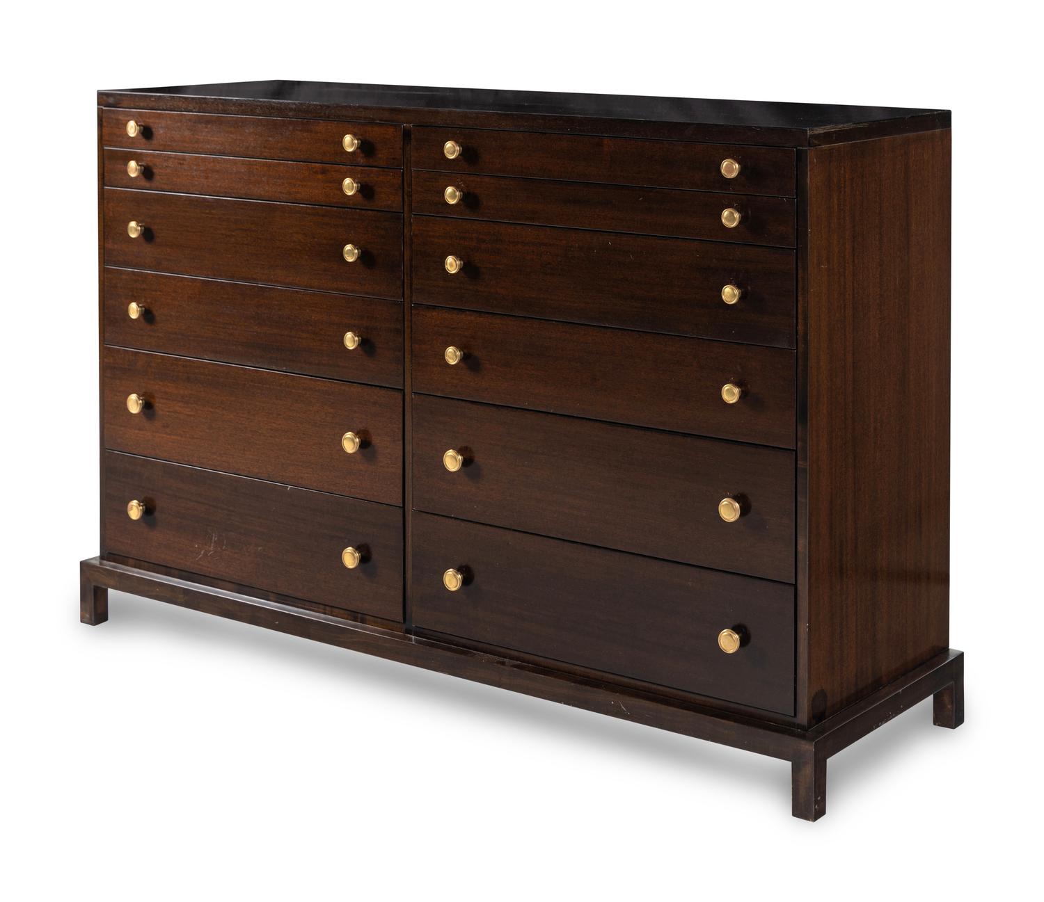 A Widdicomb Walnut and Bronze Chest of Drawers