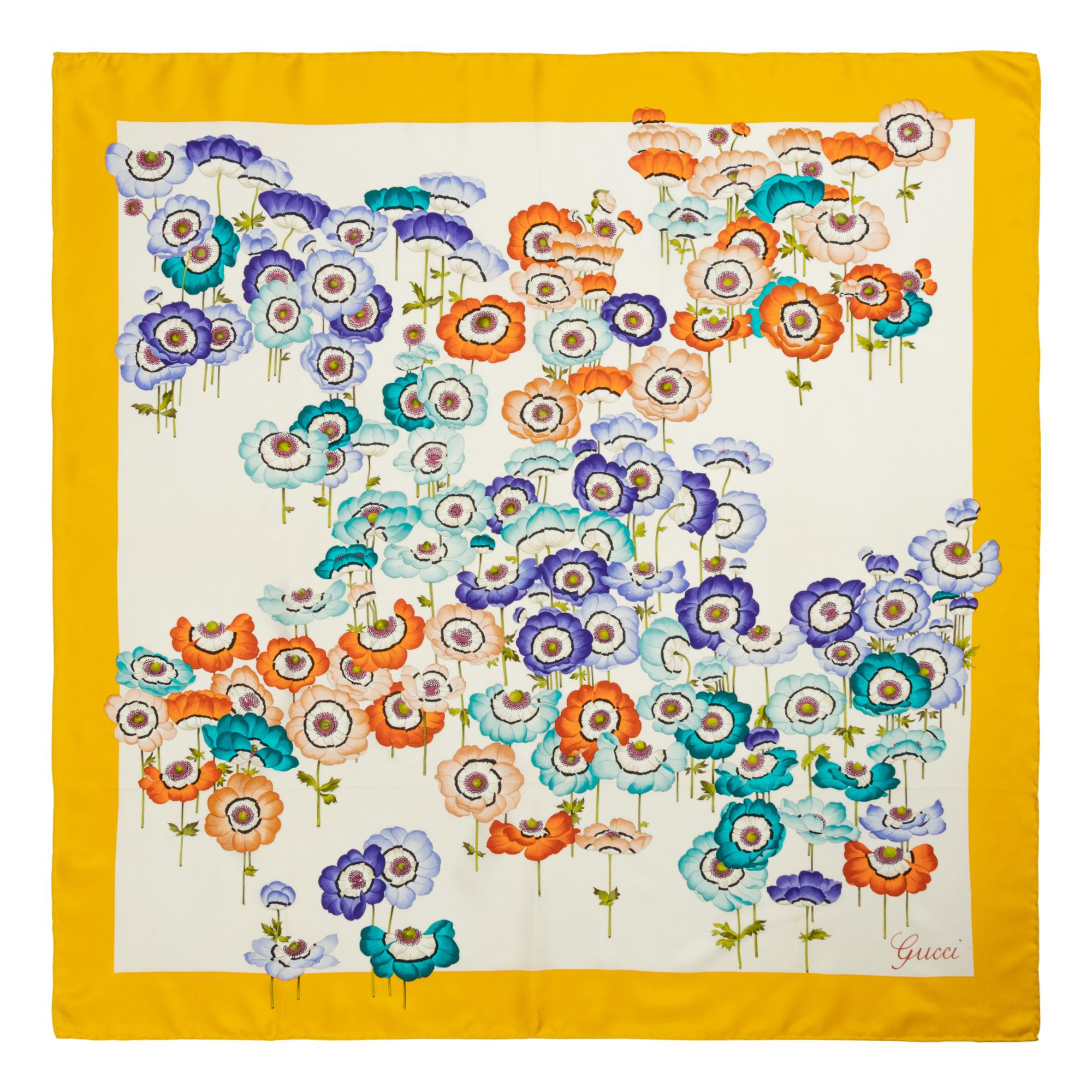 Three Gucci Silk Scarves, 1970-80s