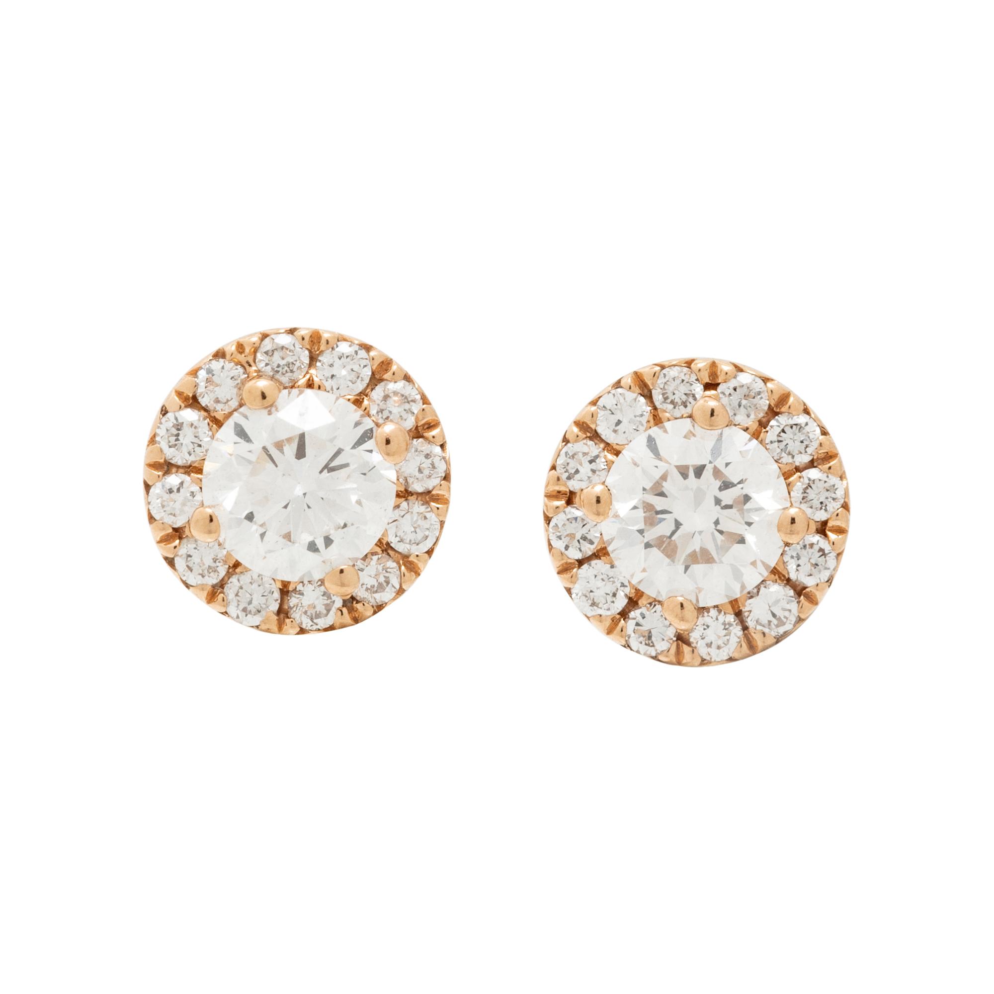 TIFFANY & CO., ROSE GOLD AND DIAMOND 'SOLESTE' STUD EARRINGS