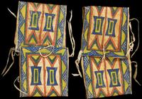 Pair of large Sioux painted parfleche envelopes early 20th century