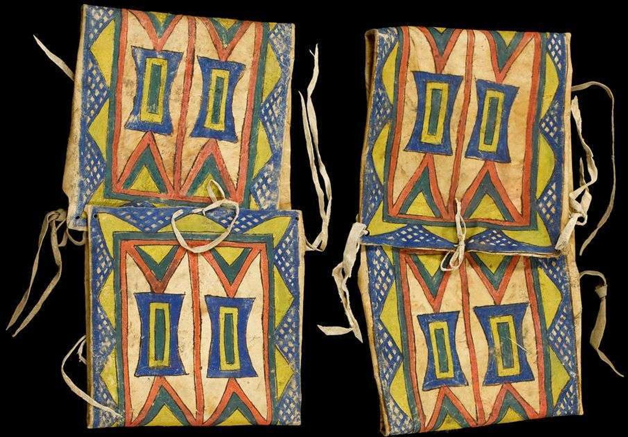 Pair of large Sioux painted parfleche envelopes early 20th century