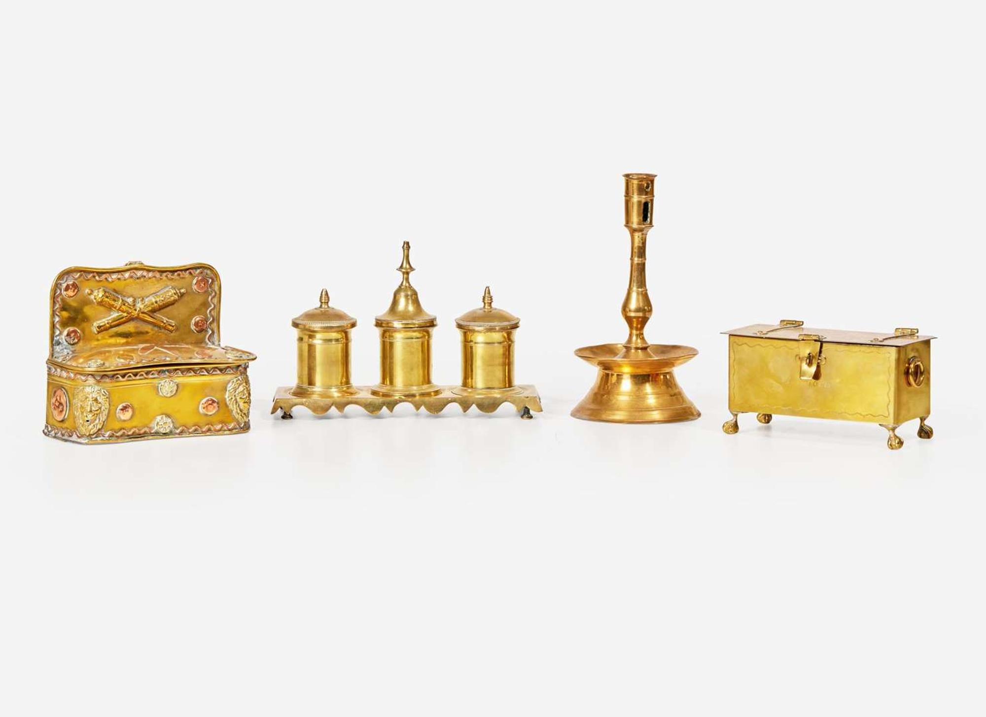 An assorted group of four brass household items, 17th - 19th century