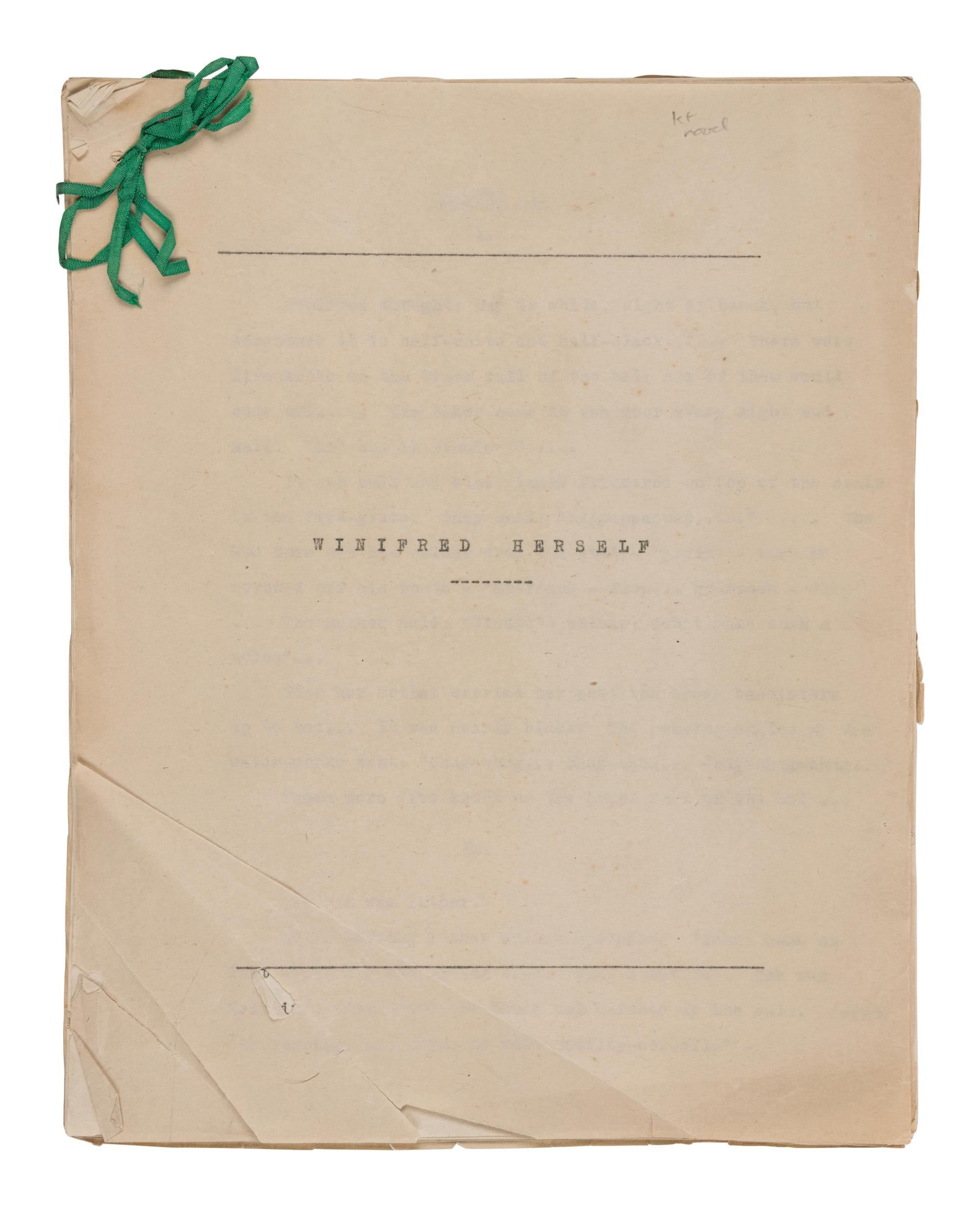 HILTON, James (1900-1954). Original carbon typescript for Winifred Herself. [ca 1917].
