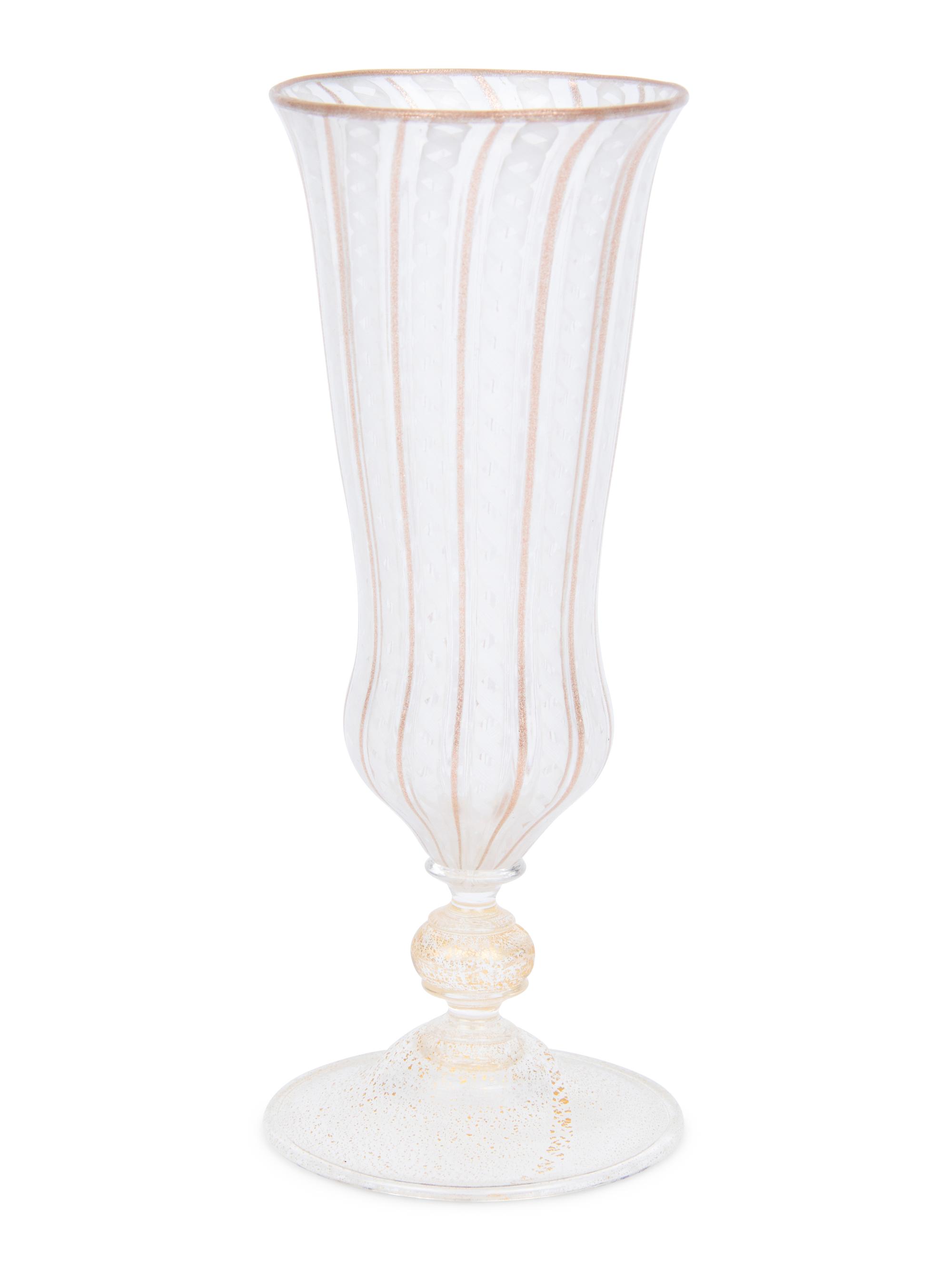 A Set of Murano Glass Champagne Flutes and Dessert Plates