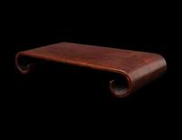 A Chinese Silver Wire Inlaid Scroll-Form Hardwood Stand