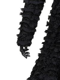 Unlabeled Lamb Fur Coat with Horizontal Bands of Lace