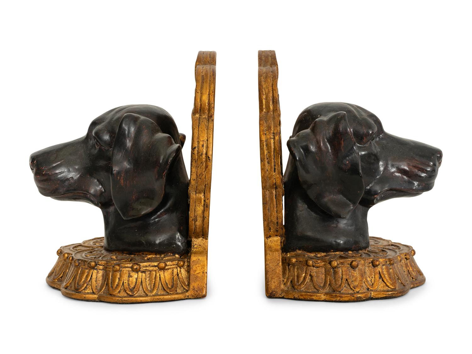 A Pair of Hound's Head Bookends