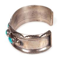 Silver Cuff Bracelet, with a Row of Turquoise Cabochons