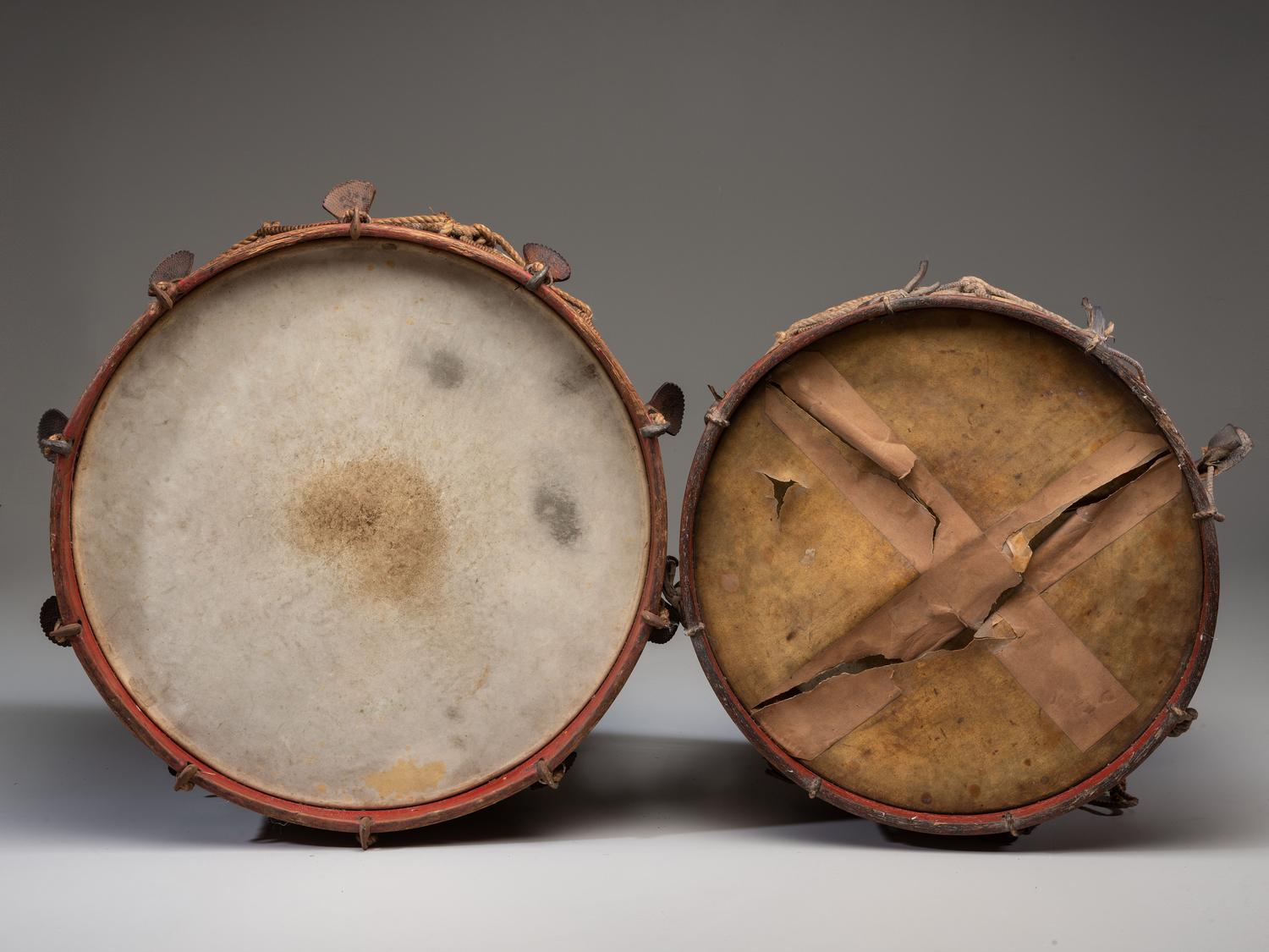 Four Paper and Paint Decorated Drums