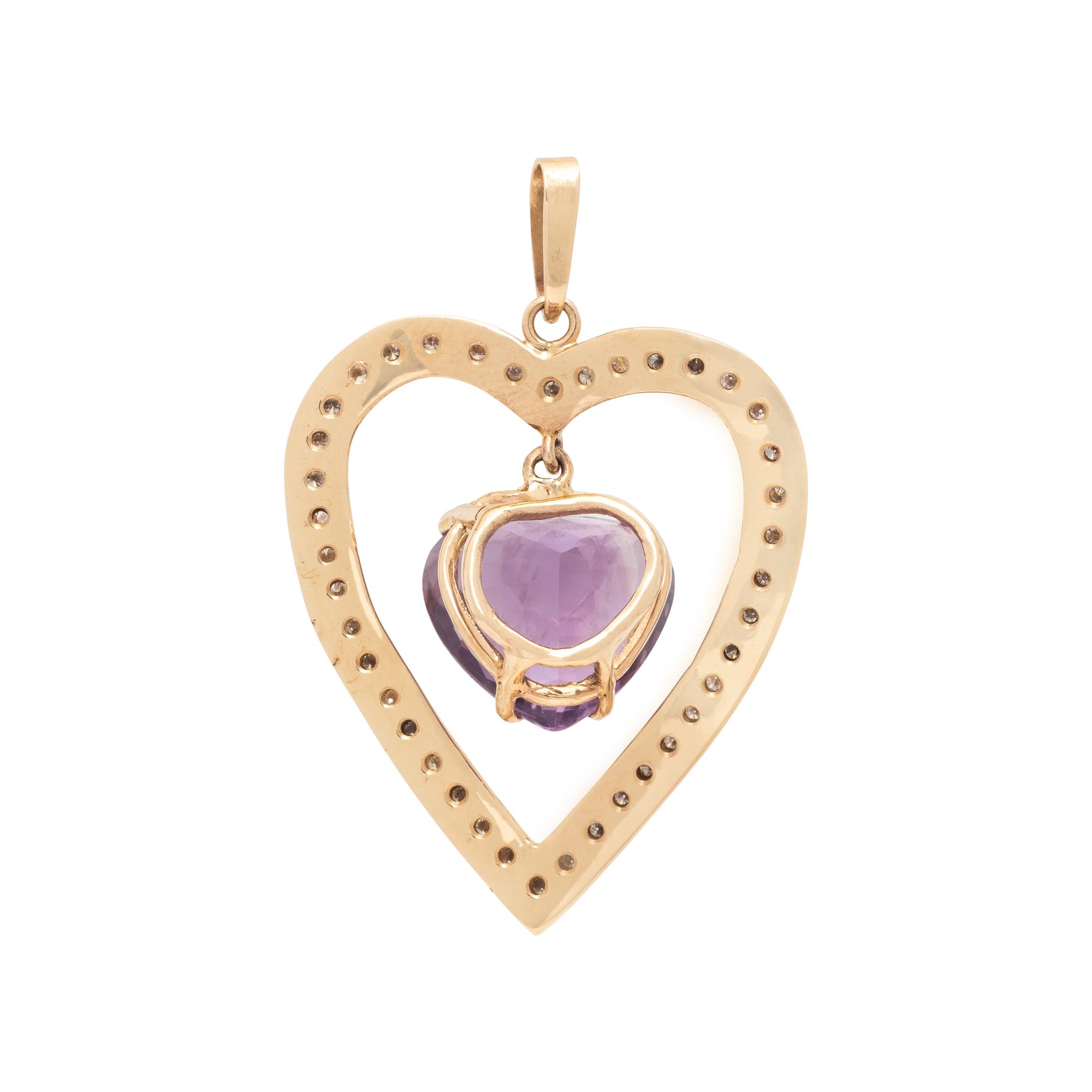 AMETHYST AND DIAMOND HEART PENDANT