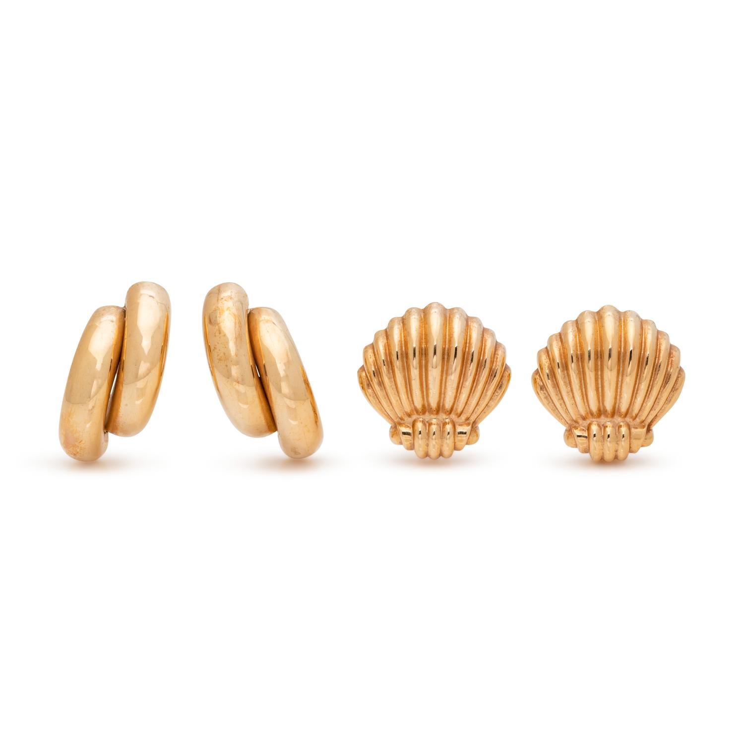 COLLECTION OF YELLOW GOLD EARCLIPS