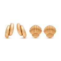 COLLECTION OF YELLOW GOLD EARCLIPS