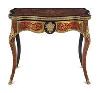 A Napoleon III Style Gilt Bronze Mounted Boulle Marquetry Flip-Top Table