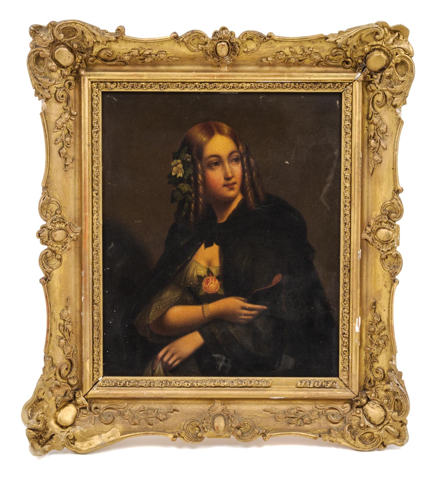 A Continental Painting on Tin 11 1/4 x 9 1/4 inches.