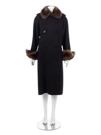 Oscar de la Renta Cashmere Trench Coat Trimmed in Sable