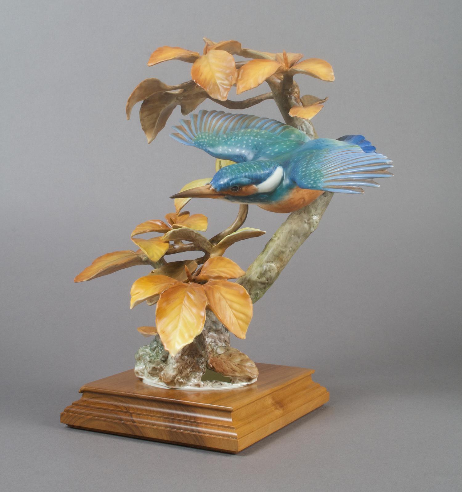 A Royal Worcester Dorothy Doughty Bird, Kingfisher, Height 12 1/4 inches.