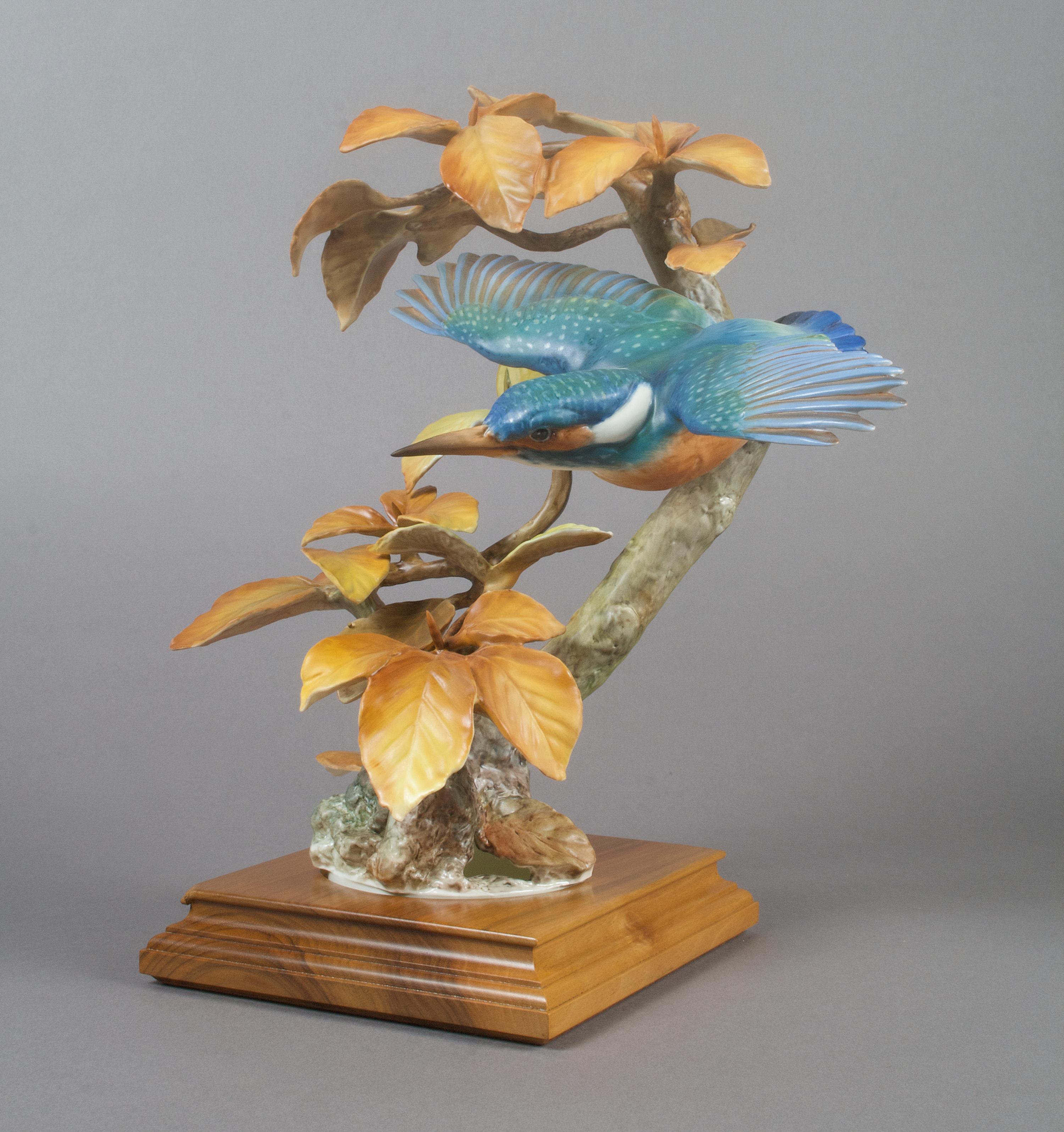 A Royal Worcester Dorothy Doughty Bird, Kingfisher, Height 12 1/4 inches.