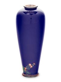 A Fine Blue Ground Cloisonné 'Chrysanthemum' Vase