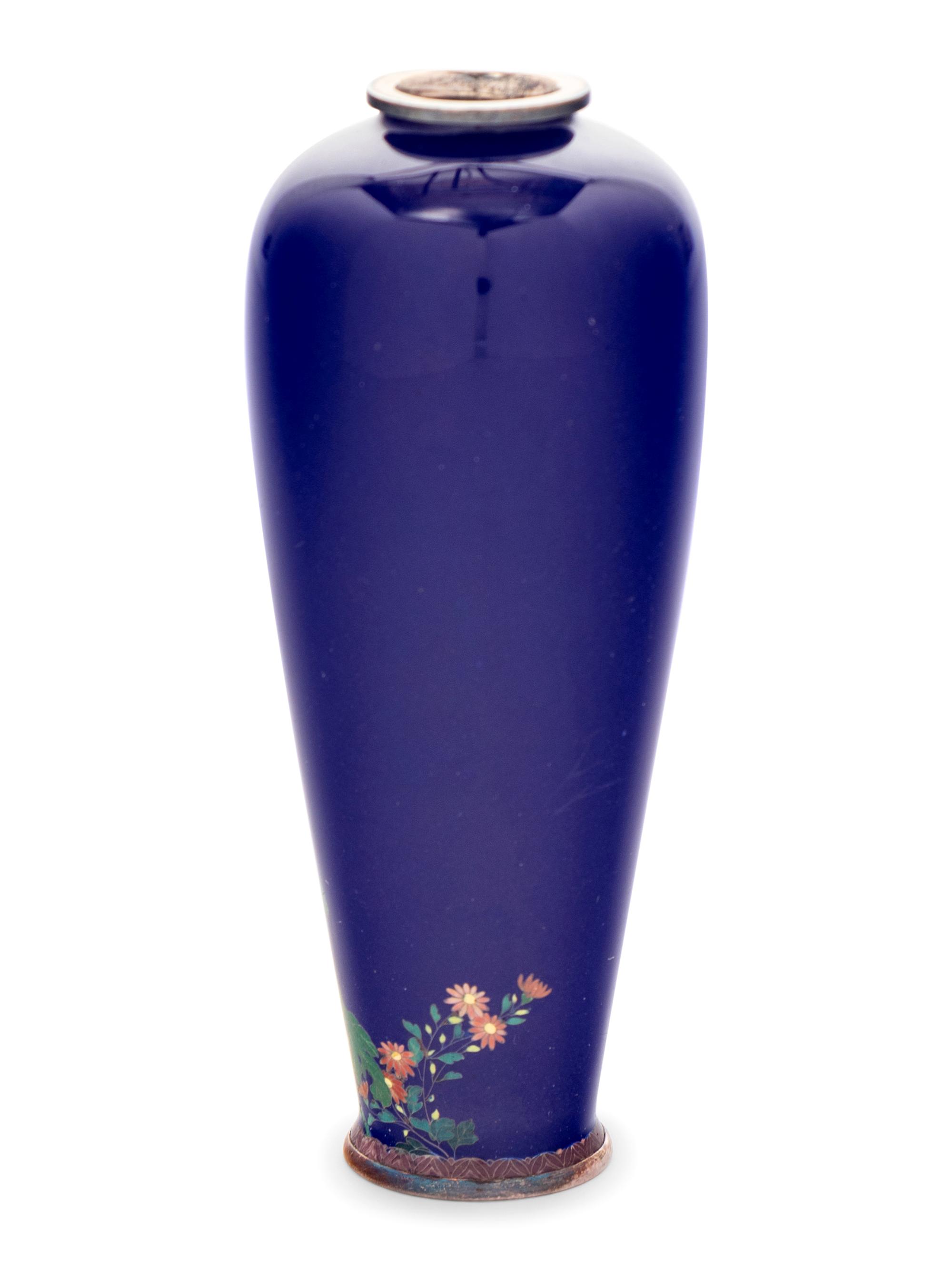 A Fine Blue Ground Cloisonné 'Chrysanthemum' Vase