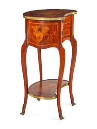 A Louis XV Style Gilt Bronze Mounted Kingwood and Marquetry Side Table