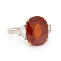 Spessartine Garnet and Diamond Ring