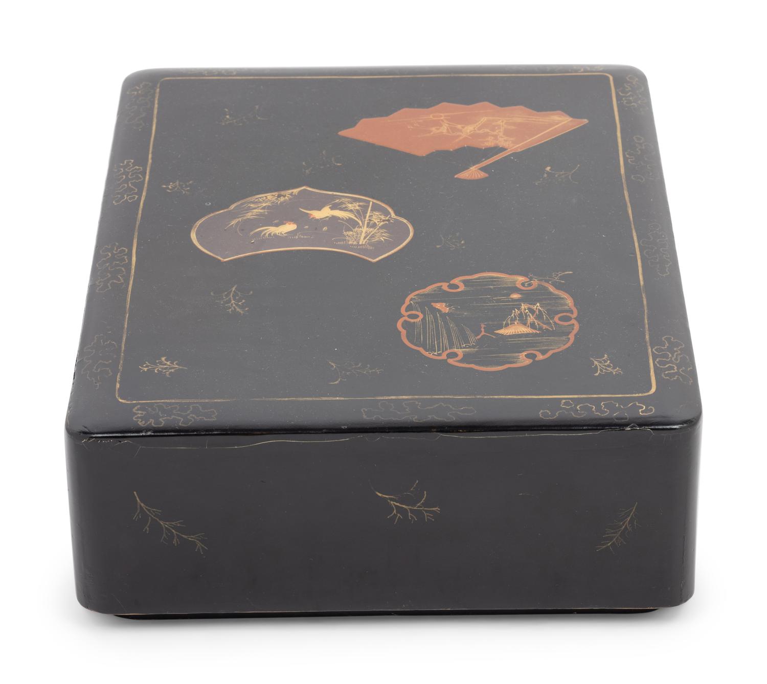 Three Japanese Gilt Decorated Black Lacquered Wares