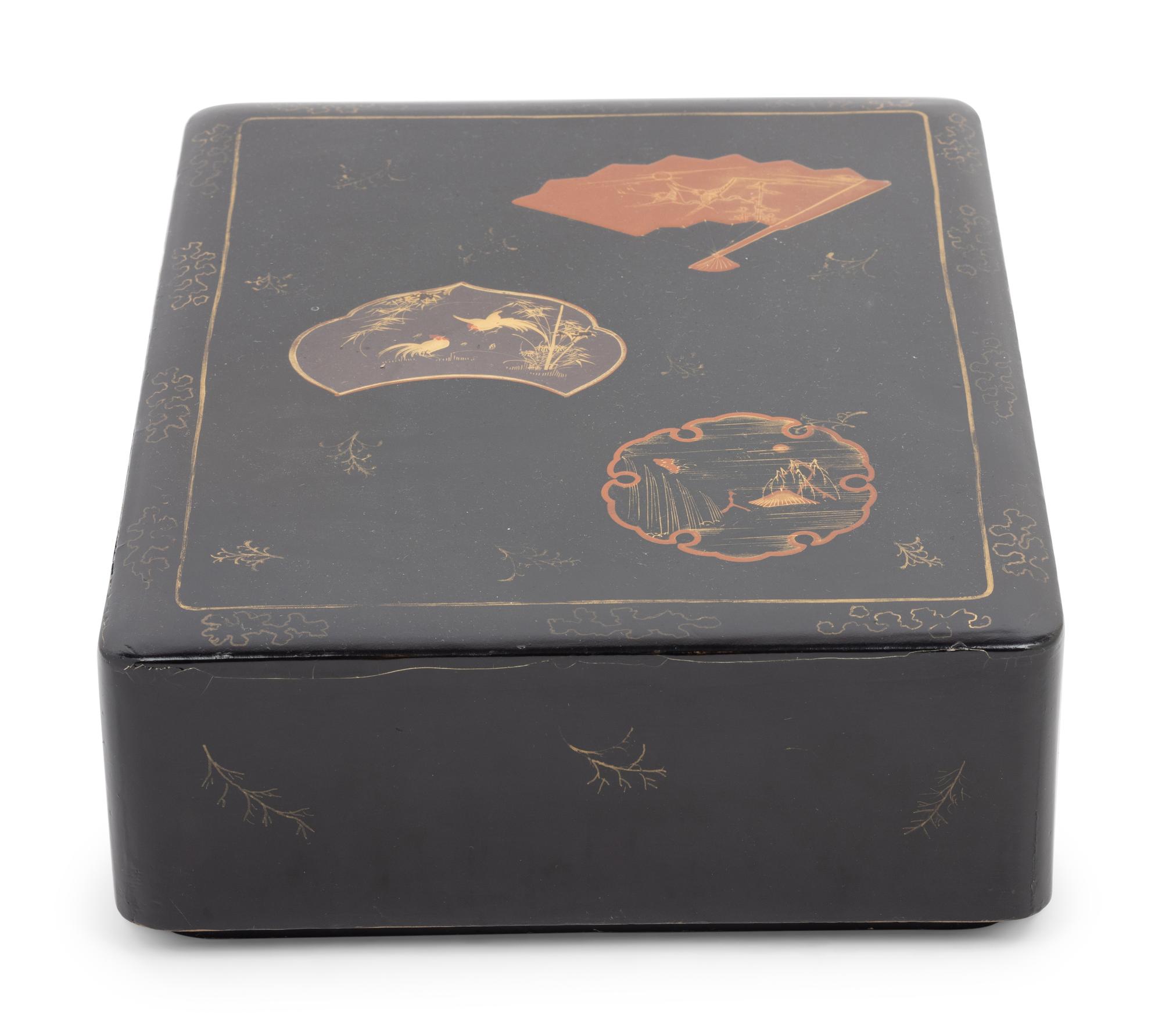 Three Japanese Gilt Decorated Black Lacquered Wares