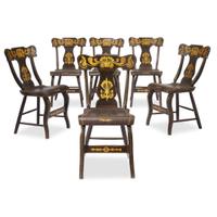 Set of six grain-painted and stencil-decorated fancy chairs Mid-Atlantic States, circa 1830