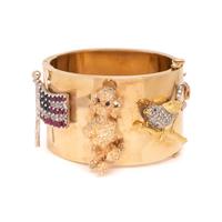 YELLOW GOLD CHARM BANGLE BRACELET