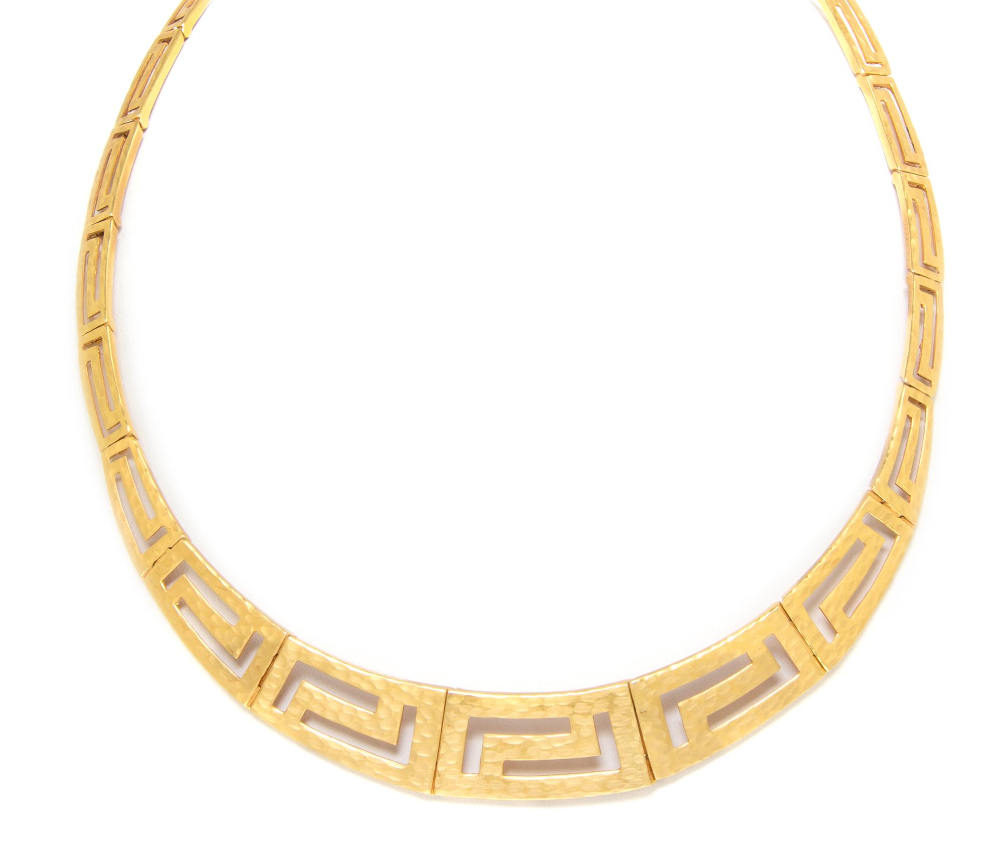 A 14 Karat Yellow Gold Greek Key Motif Necklace, 19.00 dwts.