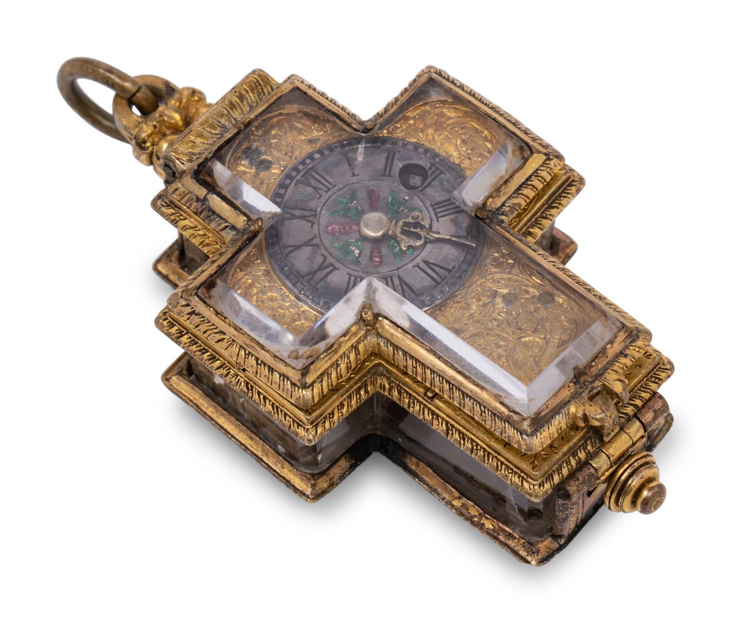 A French Gilt-Bronze Cruciform Pendant Watch