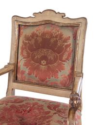 A Set of Four Italian Cream-Painted and Parcel Gilt Armchairs