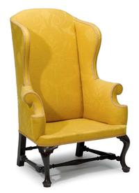 Queen Anne mahogany wing back armchair boston, ma, 18th century