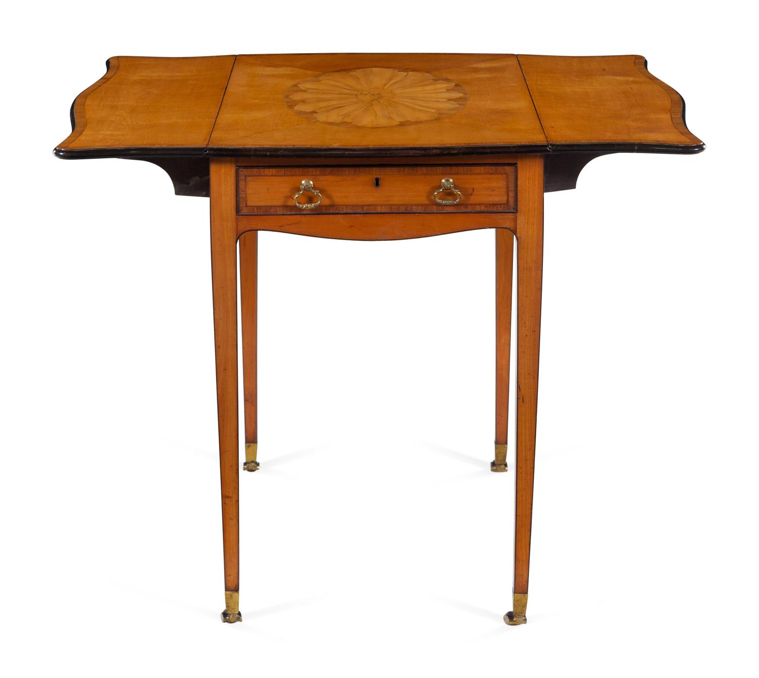 A George III Satinwood, Mahogany and Marquetry Pembroke Table