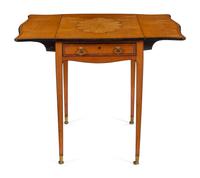 A George III Satinwood, Mahogany and Marquetry Pembroke Table