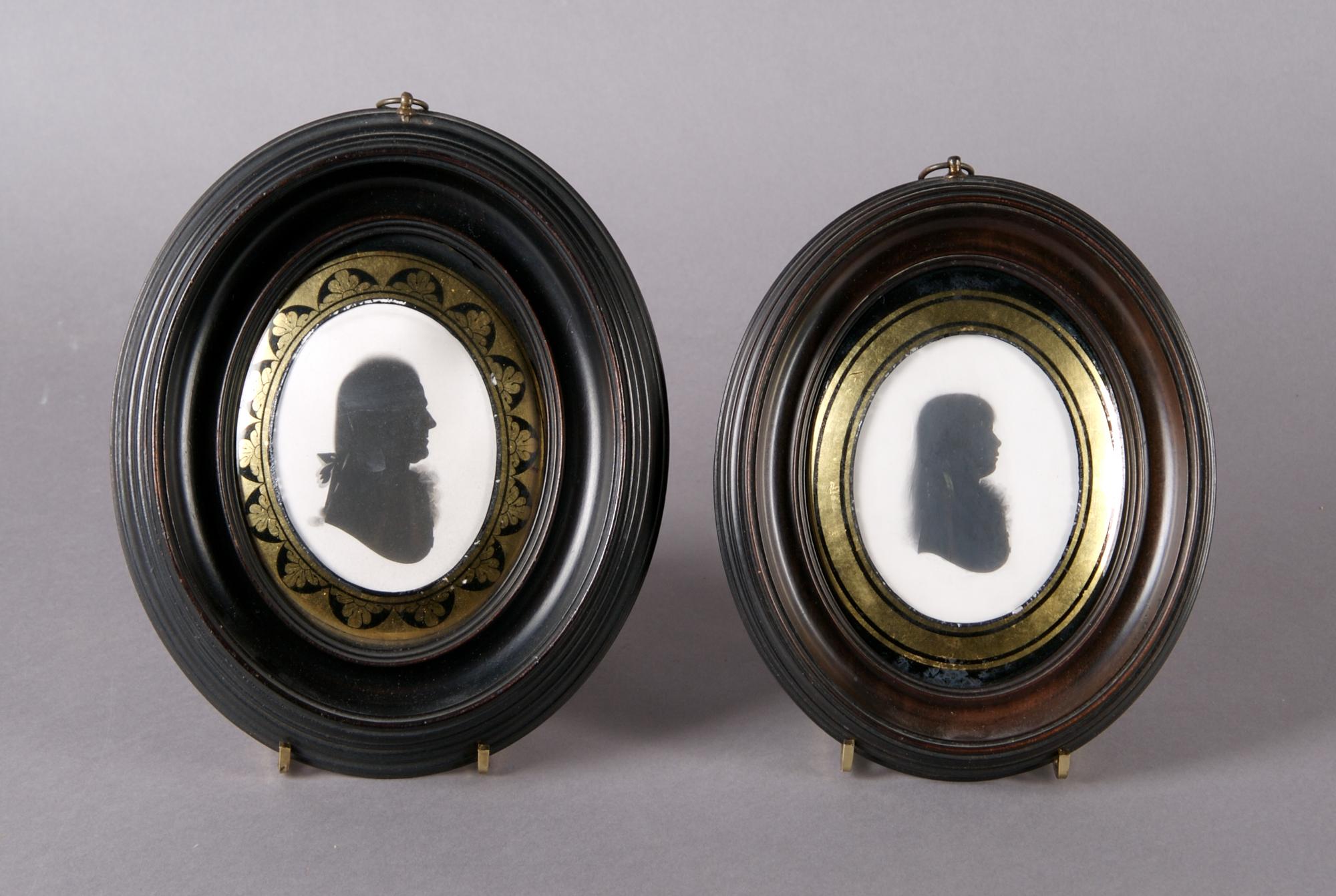A Group of Two Framed Silhouettes, Attributed to John Miers, Height of tallest frame 8 inches.